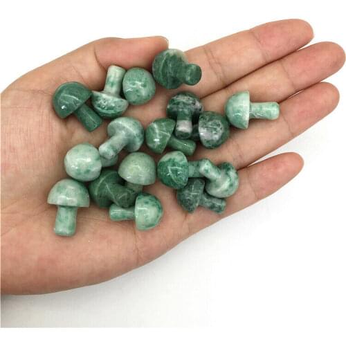 Cute Natural Green Jade Emerald Stone Mushroom Shaped Crystal Polished Healing Gift Natural Quartz Crystals