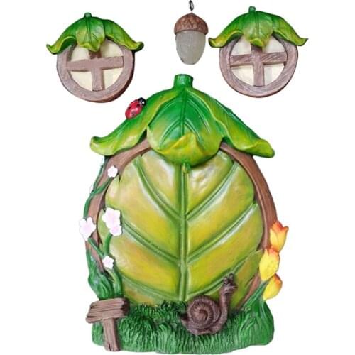 Miniature Fairy Luminous Window Door Elf Home For Yard Art Garden Sculpture Decor Outdoor Fairy Garden Yard Decor