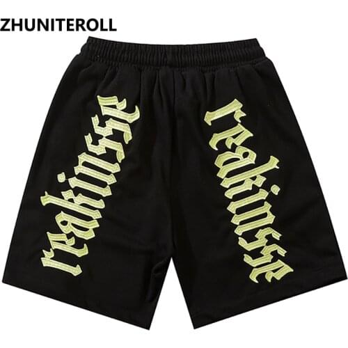 Fashion Vintage Embroidery Letter Harajuku Shorts Streetwear Hip Hop Short Sweatpants Summer Men Jogger Baggy Skateboard Shorts