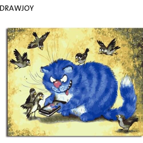 DRAWJOY Cat Framed Pictures DIY Oil Painting By Numbers Painting&Calligraphy Home Decoration Wall Art 40*50cm