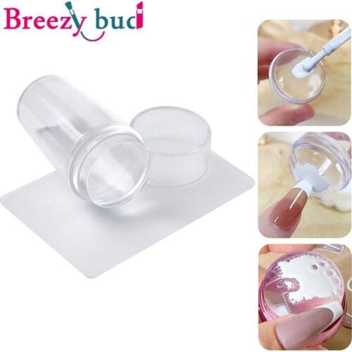 French Nail Template Silicone Nail Stamper Scraper Set Pure Clear Nail Salon Set DIY Polish Design Print Stamp Stamping Tools