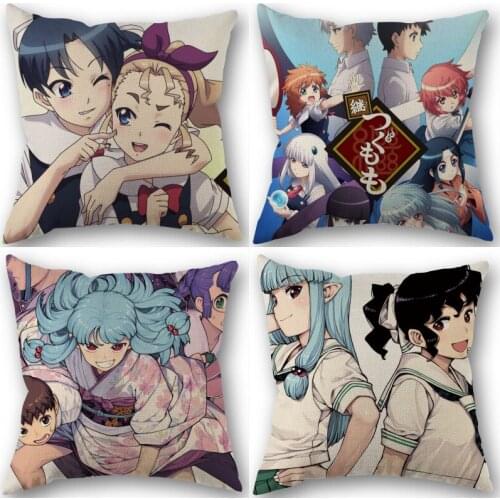 Anime Tsugumomo Pillowcase Cotton Linen Fabric Square Zippered Pillow Cover For Home Wedding Decoration 45X45cm Not Fade 1210