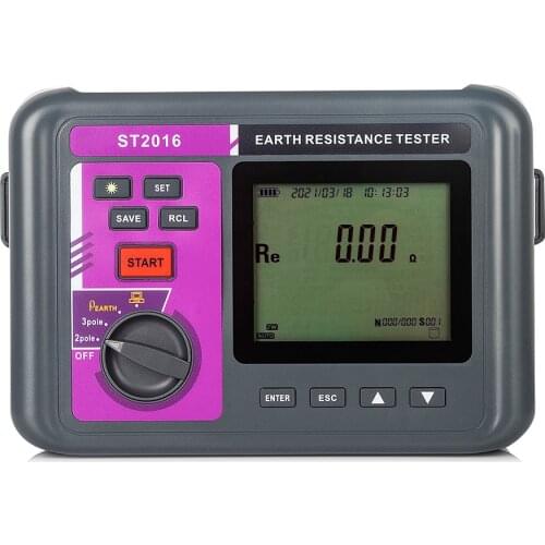 Nicety ST2016 0.01~19.99K ohm digital Ground earth resistance tester Megohmmeter Real soil resistivity meter with software CD