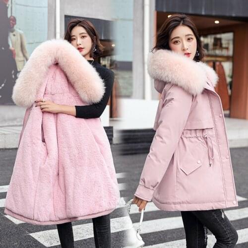 2022 New Warm Fur Lining Long Parka Winter Jacket Womens Clothing Plus Size 3XL Medium Long Hooded Winter Coat Women