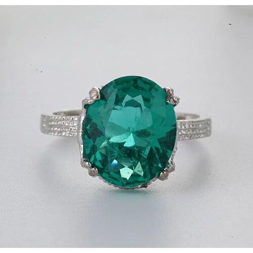 MDNEN New Trendy Green Stone Ring Geometric Crown Round Women Ring For Wedding Engagement Party Jewelry Ring