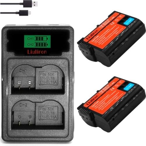 New EN-EL15 EL15 EN-EL15a ENEL15a EN EL15a Battery +USB Dual Charger for Nikon D850 D810 D810A D750 D500 D7500 D7200 D7100 cam