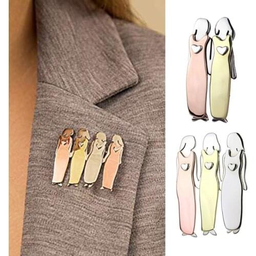 Charm Women Pins Best Friends Sister Brooches 2/3/4/5/6 Cute Pin Jewelry Gifts