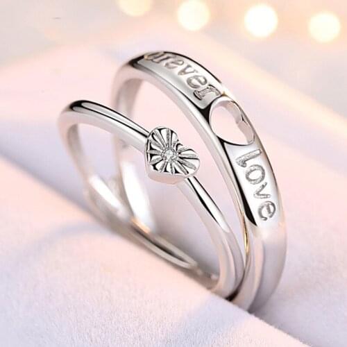 Original S925 Sterling Silver Rings for Women Men Wedding Statement Ring Elegant Heart-shape Zircon Diamond Lovers Couples Ring