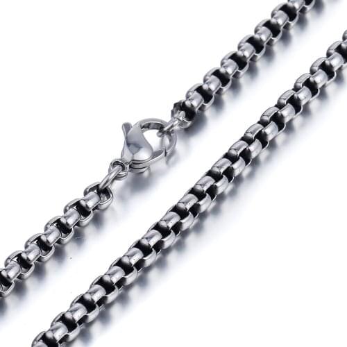 Davieslee Necklace For Men Women Stainless Steel Gunmetal Box Chain Mens Necklace Dropshipping 18-28inch DKN223