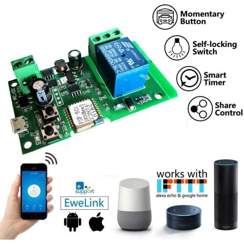 EWeLink wifi switch DC 12v 24v 32v Inching/Self-Locking wireless Relay module Smart home Automation for Door access Alexa google