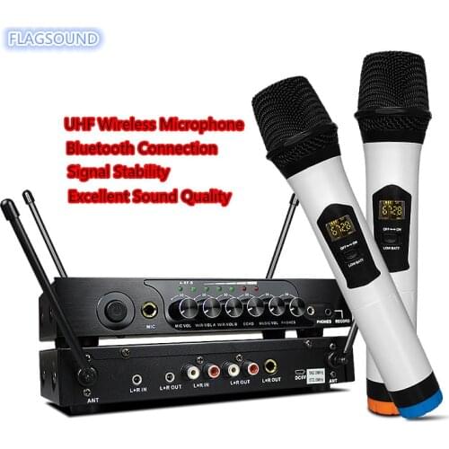 Portable UHF Bluetooth Wireless Microphone M6 with Adjustable Bass Reverb Mic For KTV Karaoka Home Theater System Loudspeaker