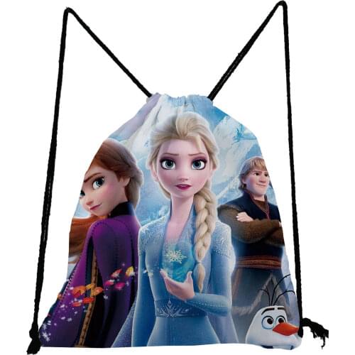 Disney Frozen Backpack Portable Storage Bag Cartoon Girl Drawstring Bags Small School Bag Eco Reusable Shoe Pocket Wholesale