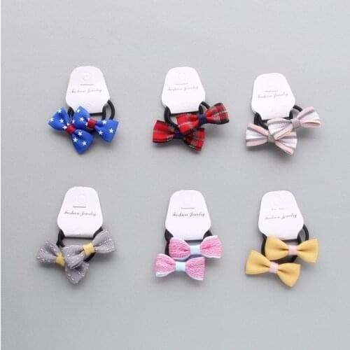 2 PCS Cartoon Little Bowknot Girls Hair Accessories Princess Headwear Kids Elastic Hair Bands Children Hair Ropes Baby Headdress