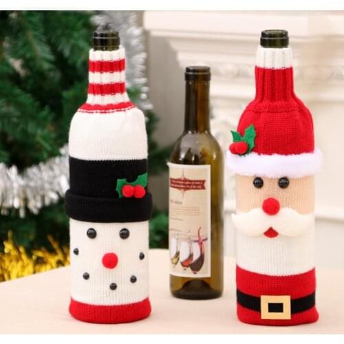 Christmas decorations wine bottle cases knitted wine bottle cases Champagne bottle cases holiday decorations for restaurants