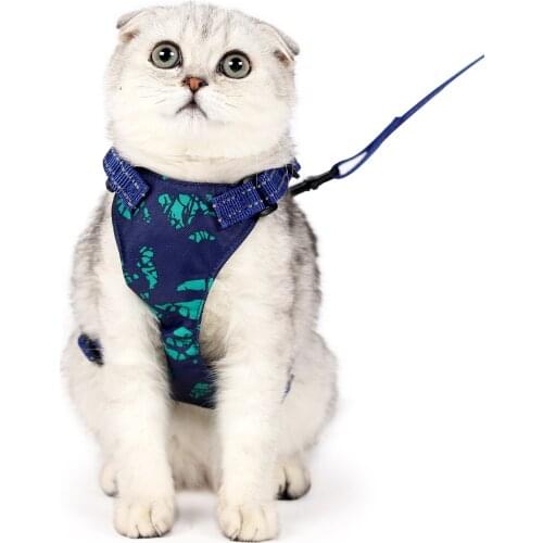 Mesh Nylon Cat Harness Reflective Kitten Dog Vest Harnesses Small Cats Dogs Printed Harness Vests Chihuahua Yorkshire