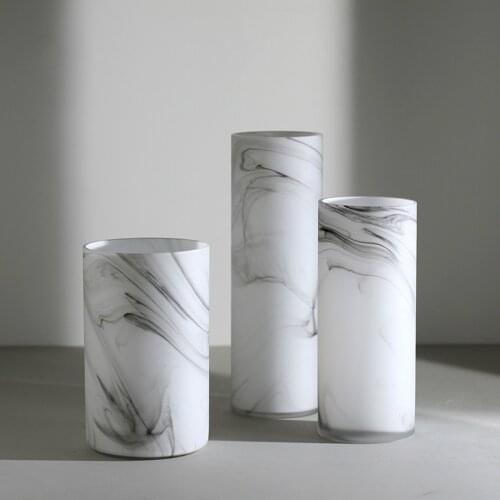 New Glass Vase Light Luxury Imitation Marble Pattern Glass Flower Creative Home Hotel Clubhouse Vase Decoration