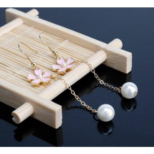 Drop Earrings for Women Summer Bohemia Chain Trinket Flower Pearl Tassel Earrings Female Girls Sweet Ear Drop Earring brinco