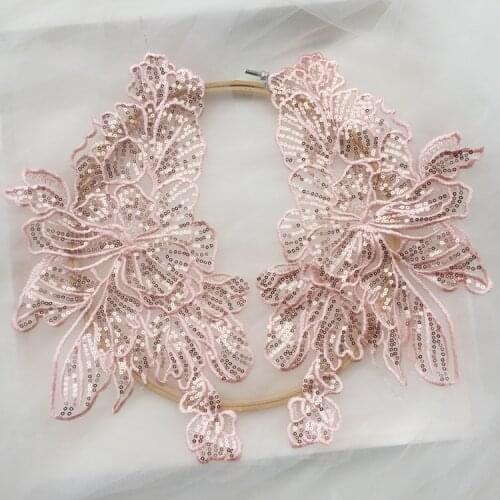 Sequined Flowers DIY Patch Lace Applique For Wedding Dress Decor Floral Patch Costume Handmade