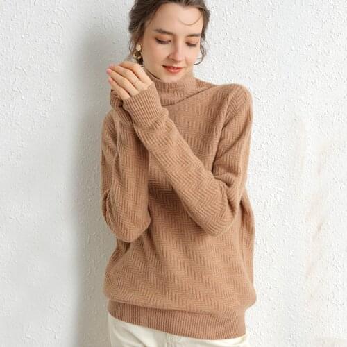 2021 Women Wool Cashmere Sweater High Quality Solid Soft Sweater 100% Merino Wool Cashmere Turtleneck Women Pullover Long Sleeve