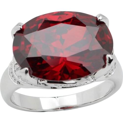 Women 925 Silver Ring 12x16mm Big Oval Cubic Zirconia CZ Jewelry Cocktail Party Wear Birthday Gift R023