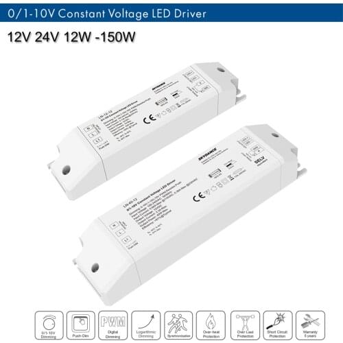 0-10V 1~10V LED Dimming Driver;100V-240V To DC 24V 12V , 12W 40W 75W Led Single Color Strip Dimmable Power Driver PWM Push Dim