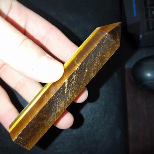 1pc 90mm Natural Tiger eye QUARTZ CRYSTAL WAND POINT HEALING