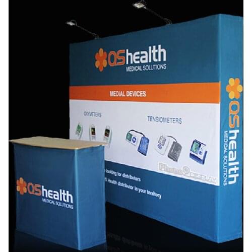 10' Portable fabric straight pop up stand tradeshow displays banner booth exhibits backdrop wall trade show display with print