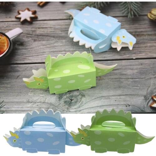 10pcs Dinosaur Candy Box Baby Cut Animal Paper Blue Green Gift Boxes Decoration For Kids Birthday Party DIY Baby Shower Supplies