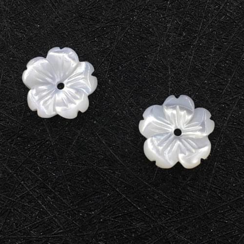 12mm New Style White MOP Mother of pearl Shell Beads Carved Flower focal Cut Petals Drilled Beads Charms 10 pieces/lot