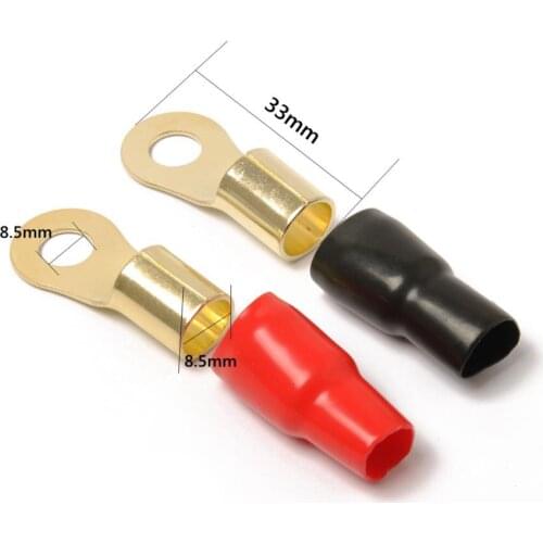 2 Pairs 4 AWG Ring Terminals Wire Cable Connectors Corrosion Resistant