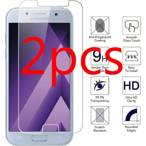 2PCS A5 2017 Screen Protector On For Samsung Galaxy A5 2017 Tempered Glass SM-A520F A520 Glass Cover Protective Case Film Guard