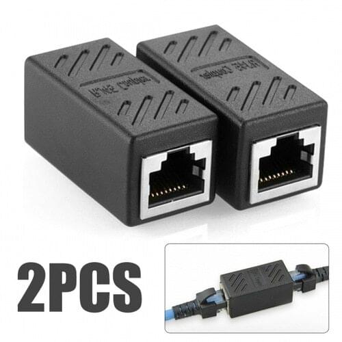 New 2pcs RJ45 Coupler Inline Cat7 / Cat6 / CAT5e Ethernet Cable Extender Adapter