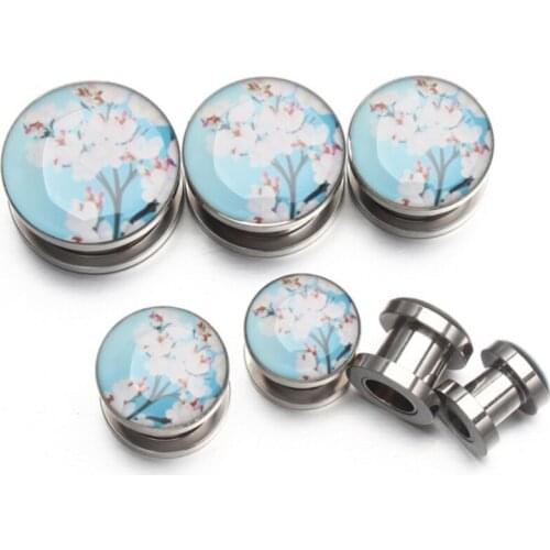 2PCS Fashion Stainless Steel Flowers Spiral Ear Plugs Tunnels Flesh Expansions Piercing Punk Gauges Sexy Body Jewelry Gift