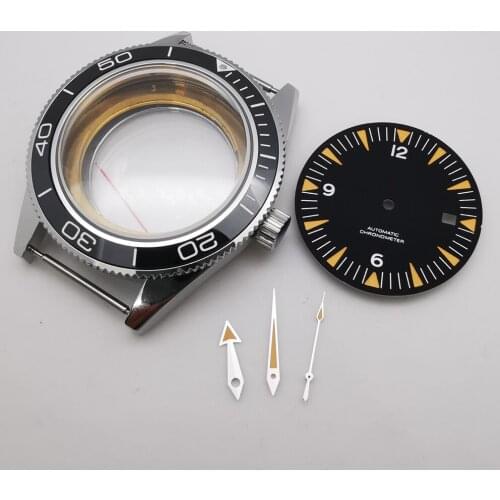 41mm Black Bezel Sapphire glass Watch Case Dial hands Fit ETA 2836 Miyota 8205/8215 DG2813/3804 Movement watch