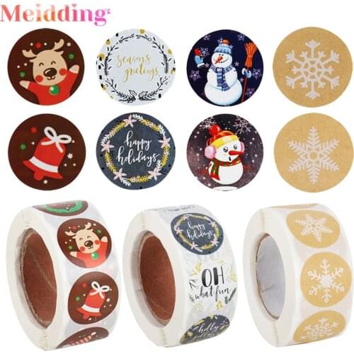 500pcs Christmas Stickers Christmas Tree Elk Kraft Stickers Christmas Gifts Box Labels Decorations Candy Bag Sealing Stickers