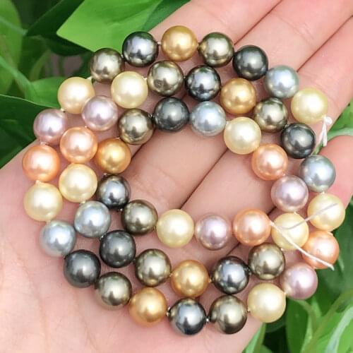 Natural Fine Freshwater Pearl Orange Purple Round Shape Loose Beads For Jewelry Making DIY Bracelet Necklace 6-12mm Strands 15