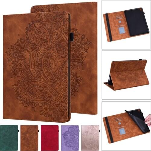 Embossed Flower Flip Cover For Amazon Fire HD 8 2020 Case Coque Wallet Stand Tablet Shell For Fire HD 8 Plus HD8 Case 2020
