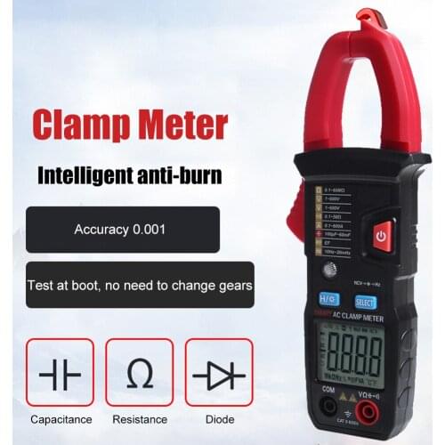 6000 Counts Digital Clamp Meter DC AC Ammeter Current Voltage Auto Range Multimeter NCV Ohm Capacitance Resistance Tester