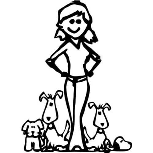 Dawasaru Crazy Dog Lady Funny Family Car Sticker Sunscreen Decal Laptop Motorcycle Auto Accessories Decoration PVC,19cm*14cm