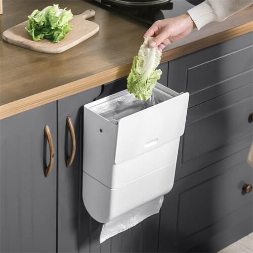 Kitchen Cabinet Door Hanging Trash Can with Detachable Tissue Box Wall Mounted Garbage Bin Waste Bin Car Rubbish Storage Bracket