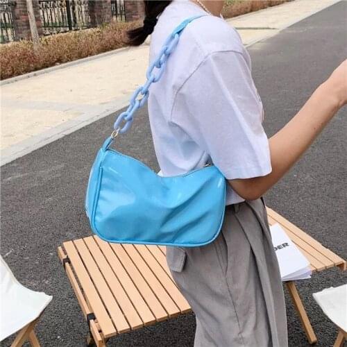 Elegant Handbag For Women Baguette Candy Color French Ladies Retro Luxury 2021 Armpit New Simple All-match Pink Red Purse Sac