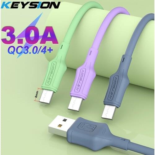KEYSION 3A Liquid Silicone Type-C Cable for Redmi Note 10 9S 8 USB-C Fast Charging Data Sync Charger Wire for Xiaomi POCO X3 Pro