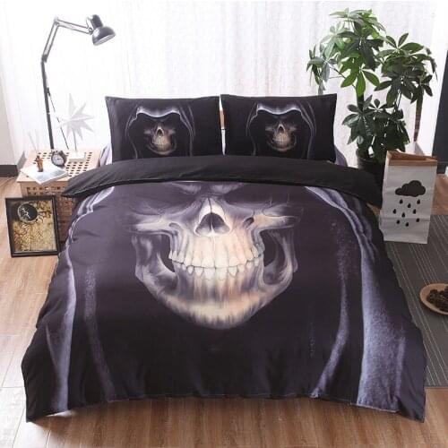 3pcs/lot Gothic Skull Print Queen Comforter Sets King Size Bedding Set Twin Size Luxury 3d Bed Quilt Cover Duvet Cover Set