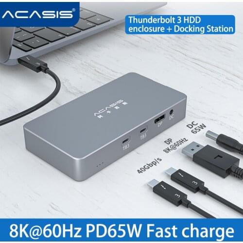 Acasis M.2 Dual-disk NVME HDD Enclosure Thunderbolt 3 Docking Station Type C to USB 3.0 Hard disk box