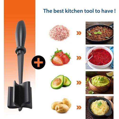 Multifunctional Heat Resistant Meat Masher Nylon Hamburger Chopper Ground Meat Chopper Utensil Non Stick Cookware
