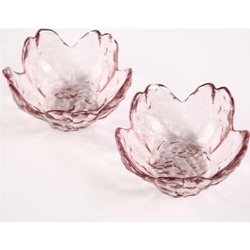 NEW Cherry sauce dish glass 1/2/4/6 blossom glass sauce dish sets small plate Japanese-style hammer head cherry vinegar dish