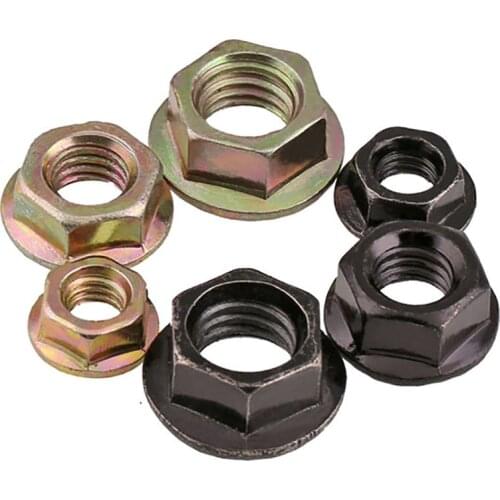 Nickel / Zinc Plated Color Zinc Hexagonal Flange Nut Anti-skid Anti-loose Locking Lock Nut M2-M12