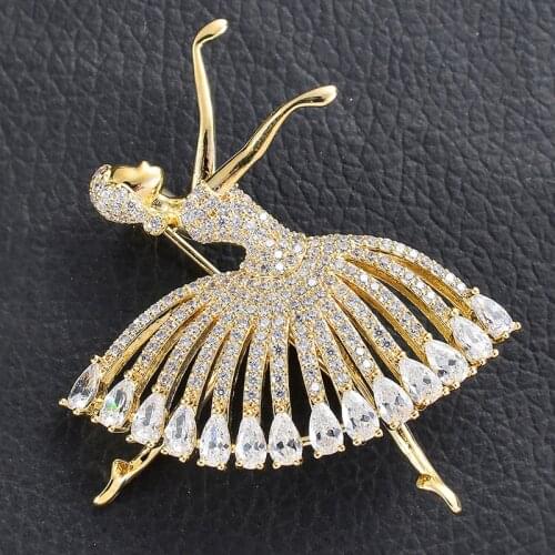 New Crystal BALLERINA Ballet Dance Girl Brooch Pin Dancer Dancing Pins Brooches Jewelry Broche Best Friend Mothers Day Gifts