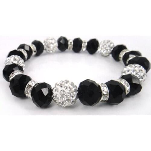 MOODPC New Arrive 10mm black and purple glass 10mm ball and spacers beads bracelet