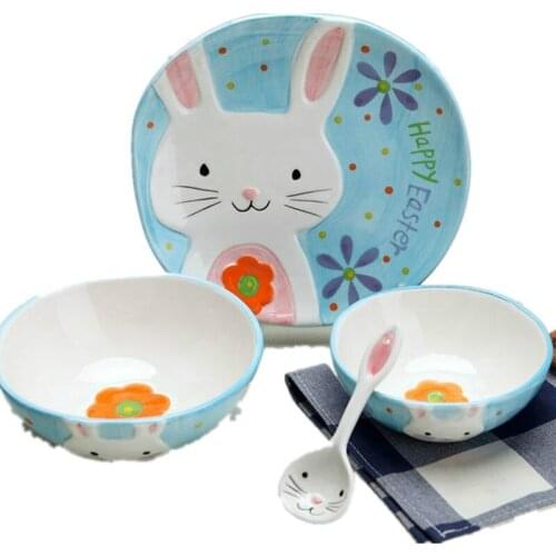 Nuovi bambini Svegli animale set da tavola creativo ciotola piatto di frutta del fumetto ciotola di ceramica da tavola 4 pz/set